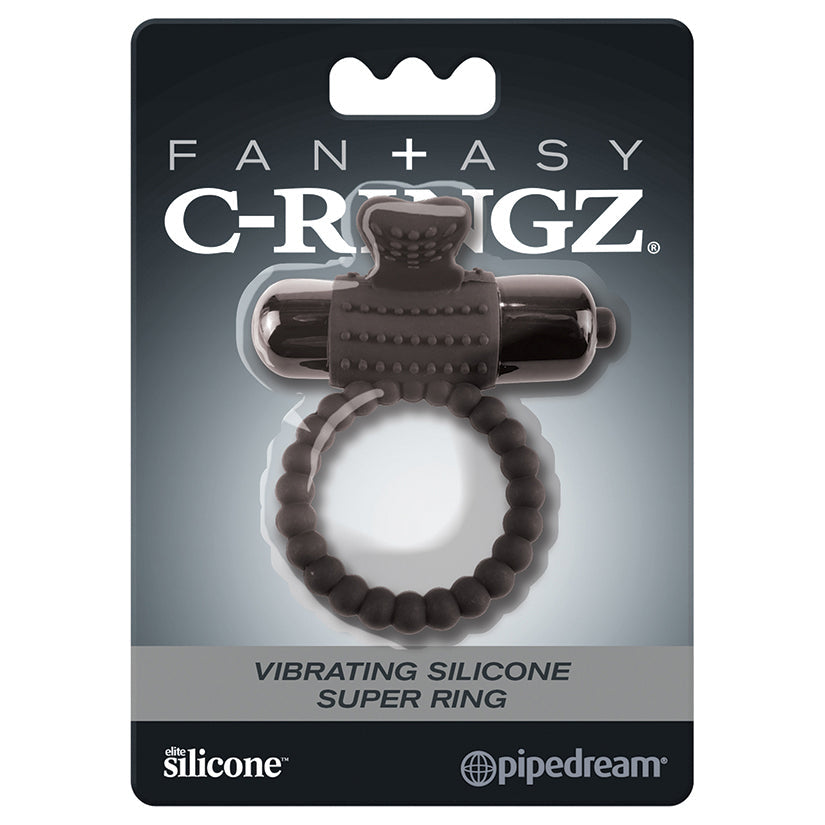 Fantasy C-Ringz Vibrating Silicone Super Ring  Black - UABDSM