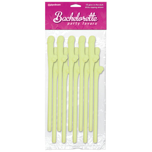Bachelorette Party Favors - Dicky Sipping Straws - Glow-in-the-Dark - 10 Piece - UABDSM