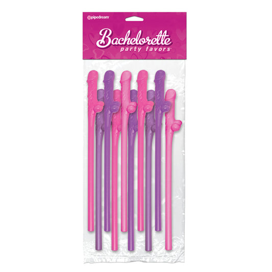 Bachelorette Party Favors 10 Pecker Straws Pink And Purple - UABDSM
