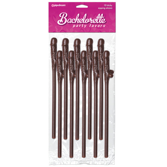 Bachelorette Party Favors 10 Dicky Sipping Straws Brown - UABDSM
