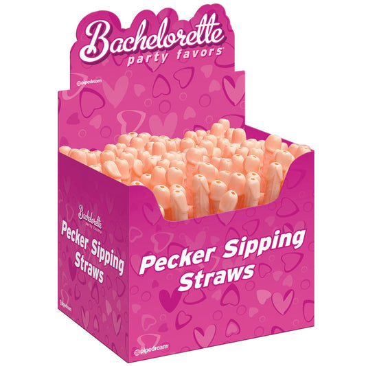 Bachelorette Party Favors Pecker Sipping Straws - 144 Piece Display - Light - UABDSM