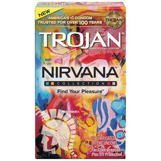 Trojan Nirvana - 10 Pack Assorted Lubricated Latex Condoms - UABDSM