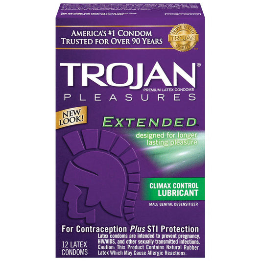 Trojan Pleasures Extended Lubricated Condoms - 12 Pack Tj97250 - UABDSM