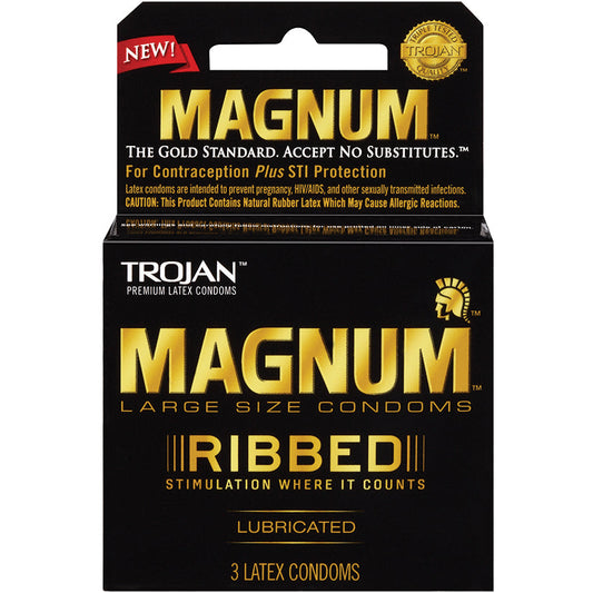 Trojan Magnum Ribbed Lubricated Condoms - 3 Pack - UABDSM