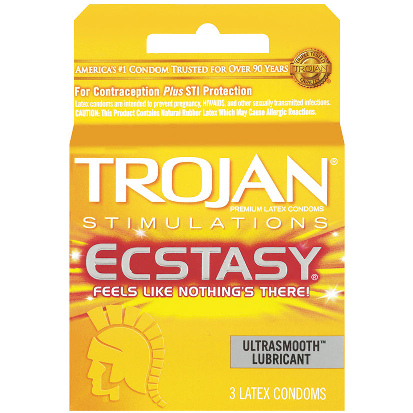 Trojan Stimulations Ecstasy Lubricated Condoms - 3 Pack Tj94720 - UABDSM