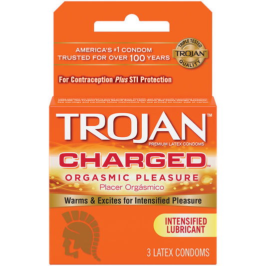 Trojan Intensified Charged Orgasmic Pleasure Condoms - 3 Pack - UABDSM