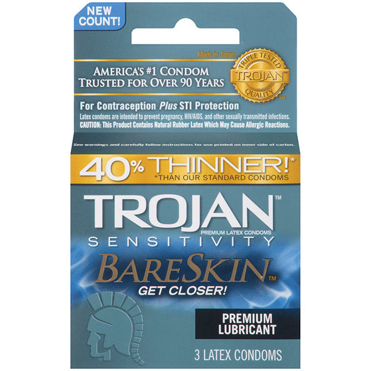 Trojan Sensitivity Bareskin Lubricated  Condoms - 3 Pack - UABDSM