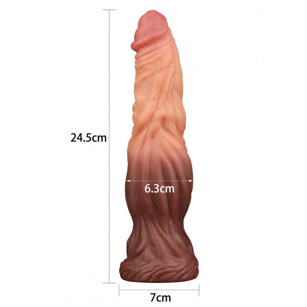 Lovetoy 9.5 Inch Dual Layered Silicone Cock Flesh Brown - UABDSM