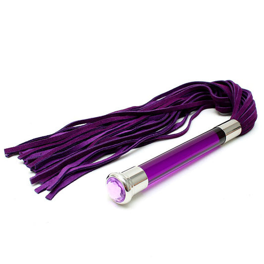 Purple Suede Flogger With Glass Handle And Crystal - UABDSM