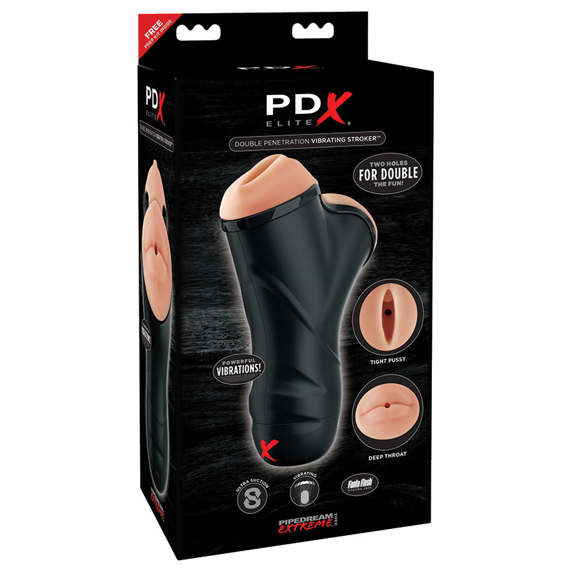 Pdx Elite Double Penetration Vibrating Stroker - UABDSM