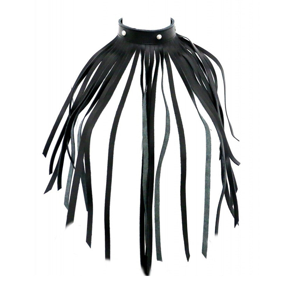 The Red Leather Fringe Necklace Collar - UABDSM