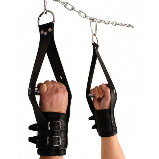 The Red Deluxe Leather Suspension Handcuffs - UABDSM