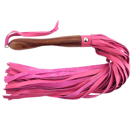 Rouge Garments Wooden Handled Pink Leather Flogger - UABDSM