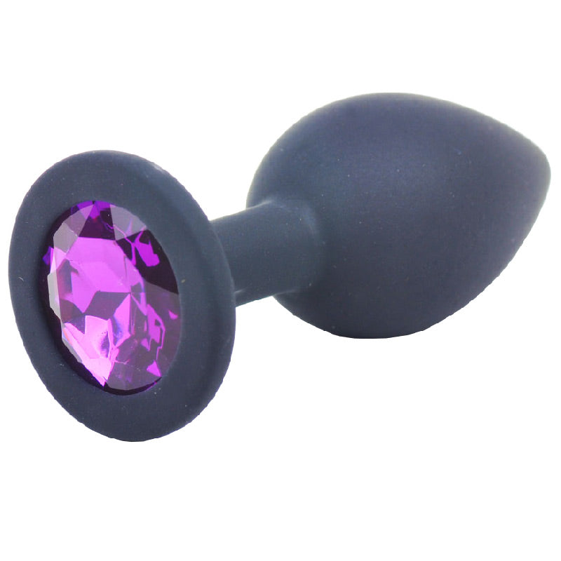 Small Black Jewelled Silicone Butt Plug - UABDSM