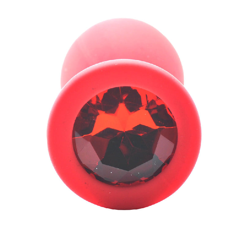 Small Red Jewelled Silicone Butt Plug - UABDSM