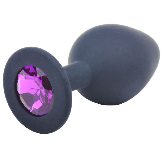 Medium Black Jewelled Silicone Butt Plug - UABDSM