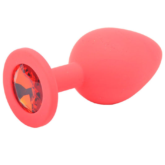 Medium Red Jewelled Silicone Butt Plug - UABDSM