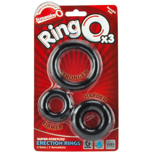 Screaming O Ring O x 3 Black Cockrings - UABDSM