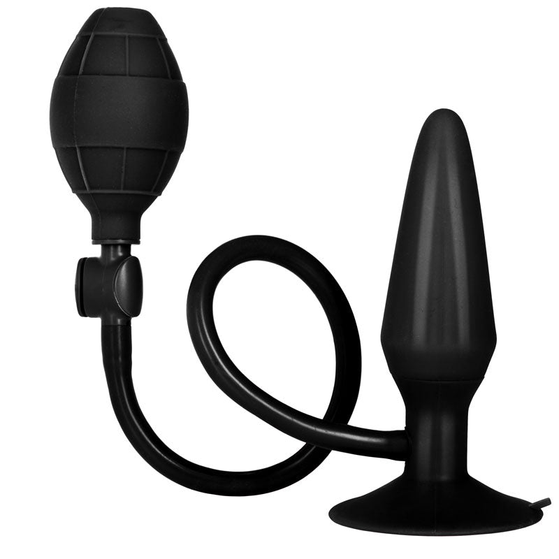 Black Booty Call Pumper Silicone Inflatable Medium Anal Plug - UABDSM