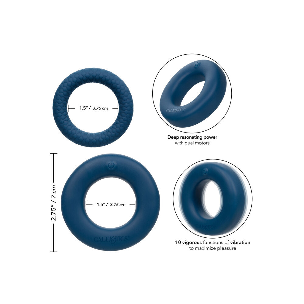Link Up Optimum Vibrating Cock Ring Set Blue - UABDSM
