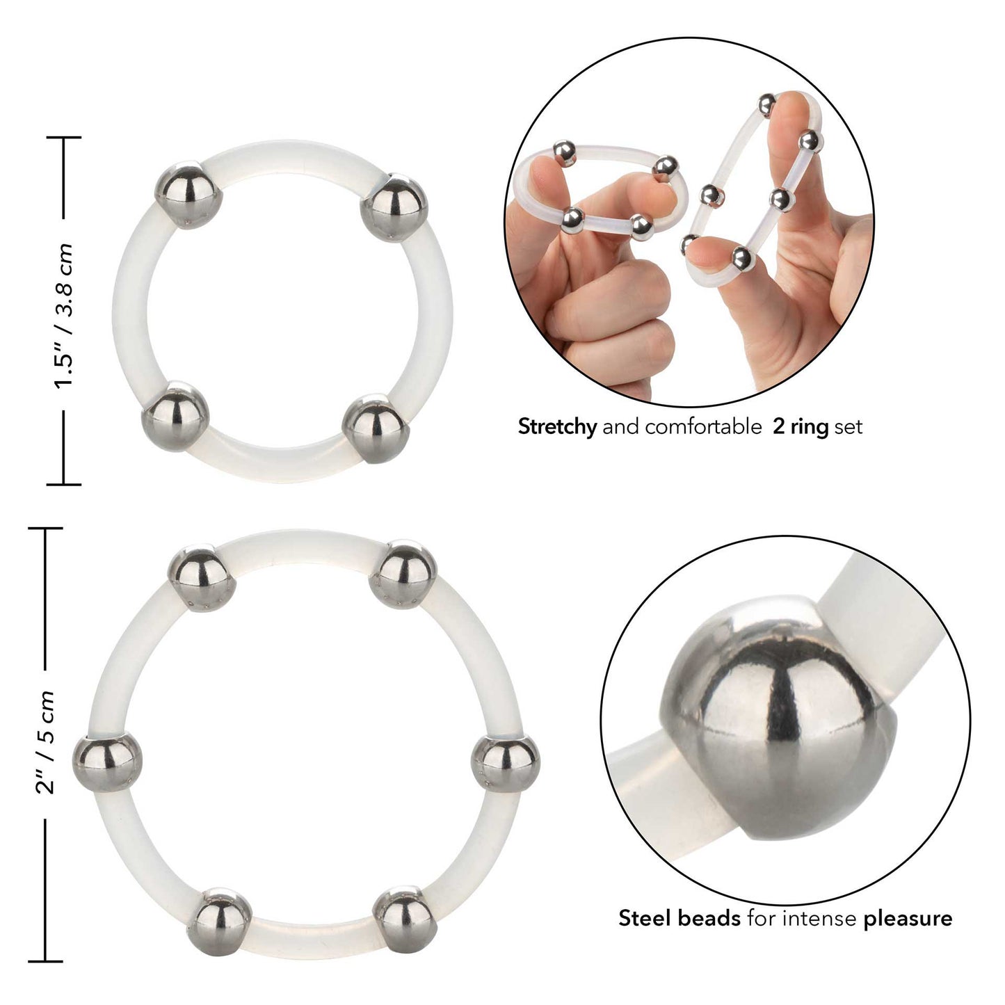 Steel Beaded Silicone Ring Set - UABDSM