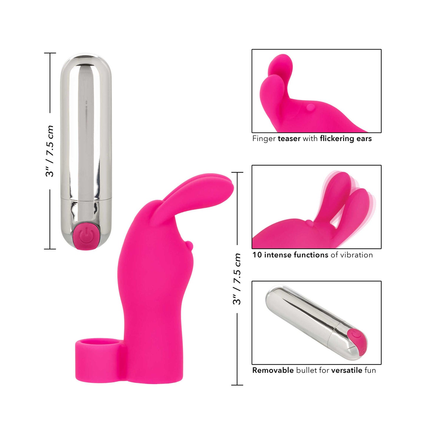 Intimate Play Pink Rechargeable Bunny Finger Vibrator - UABDSM