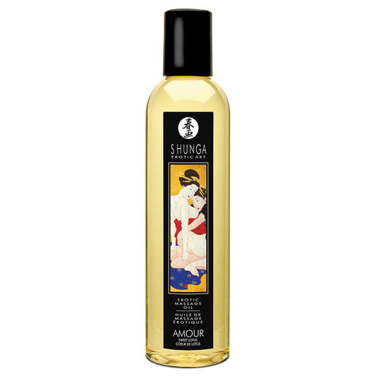 Shunga Amour Massage Oil-Sweet Lotus 8oz - UABDSM