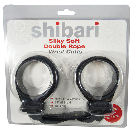 Shibari Silky Soft Double Rope Wrist Cuffs-Black - UABDSM