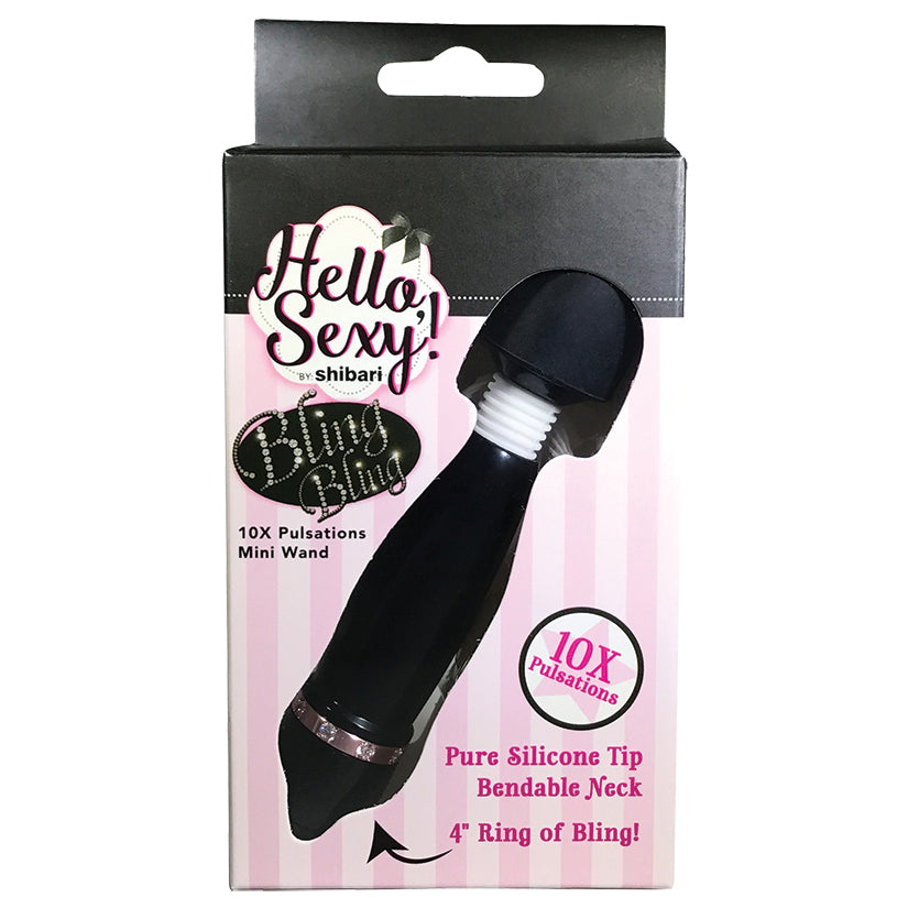 Hello. Sexy! Shibari Bling Mini Wand-Black - UABDSM