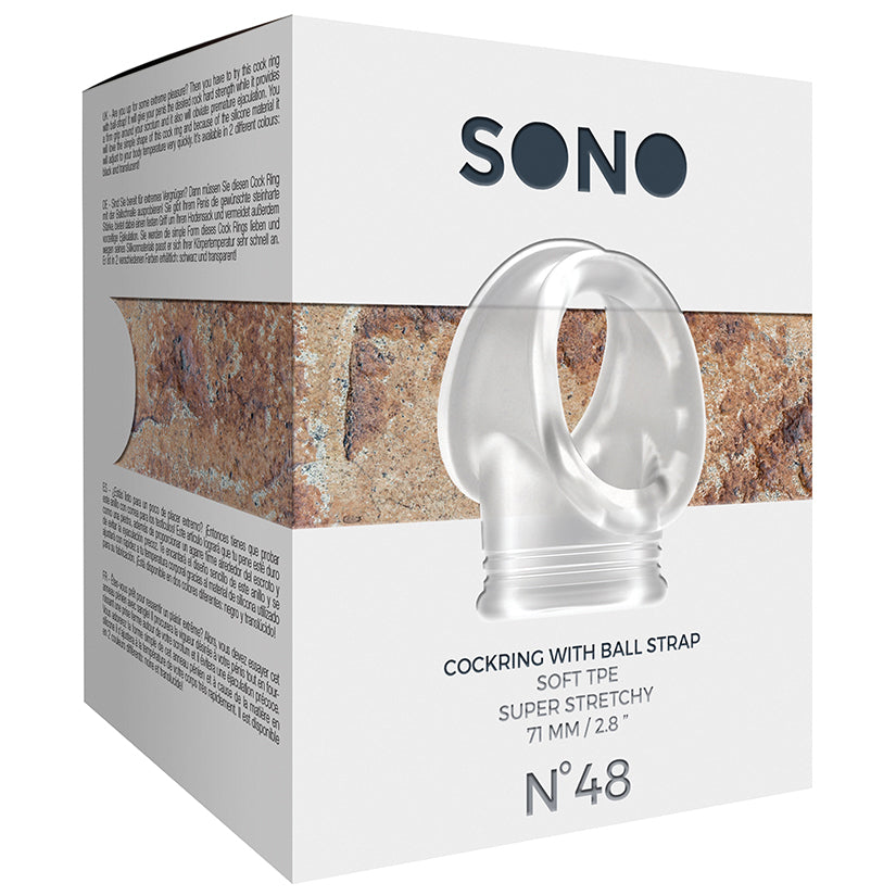 Sono No.48 Cockring with Ball Strap-Translucent - UABDSM