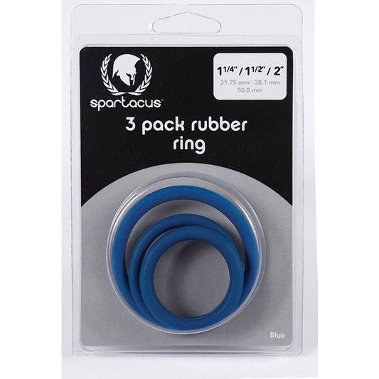 Spartacus Cock Ring Rubber-Blue (3 Pack) - UABDSM