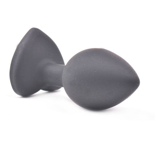 Small Heart Shaped Diamond Base Black Butt Plug - UABDSM