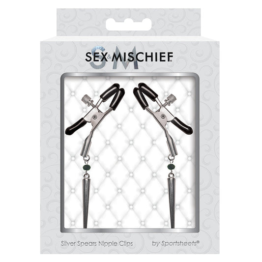 Sex and Mischief Silver Spears Nipple Clips - UABDSM