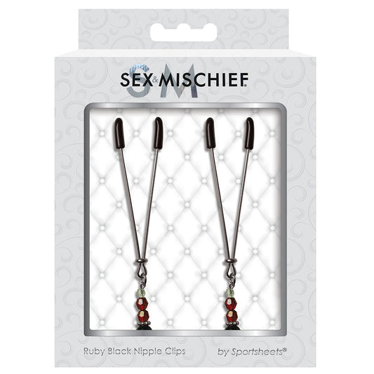 Sex and Mischief Ruby Black Nipple Clips - UABDSM