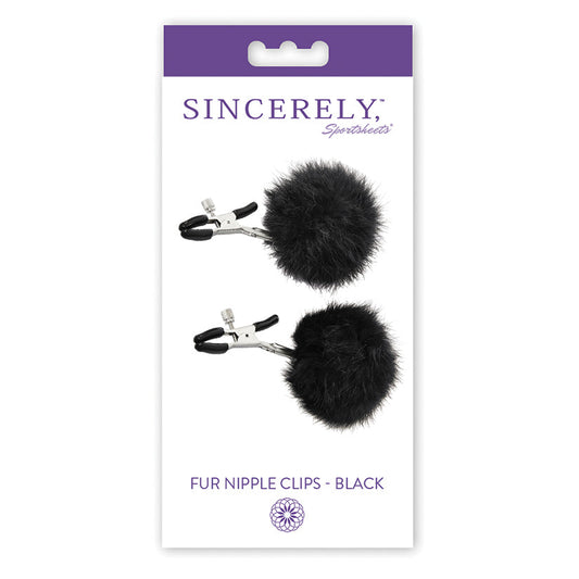 Sincerely Fur Nipple Clips - Black - UABDSM