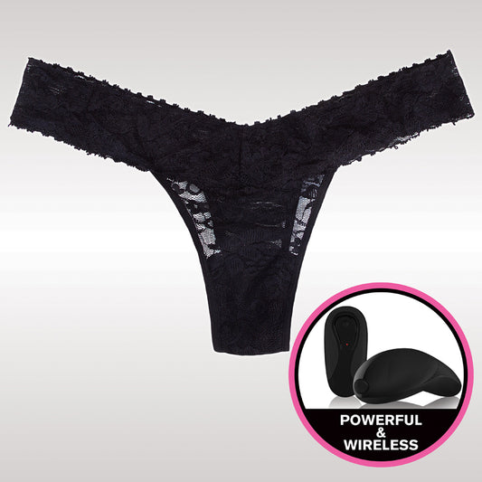 Lacy Thong With Bullet Vibrator - Black - UABDSM
