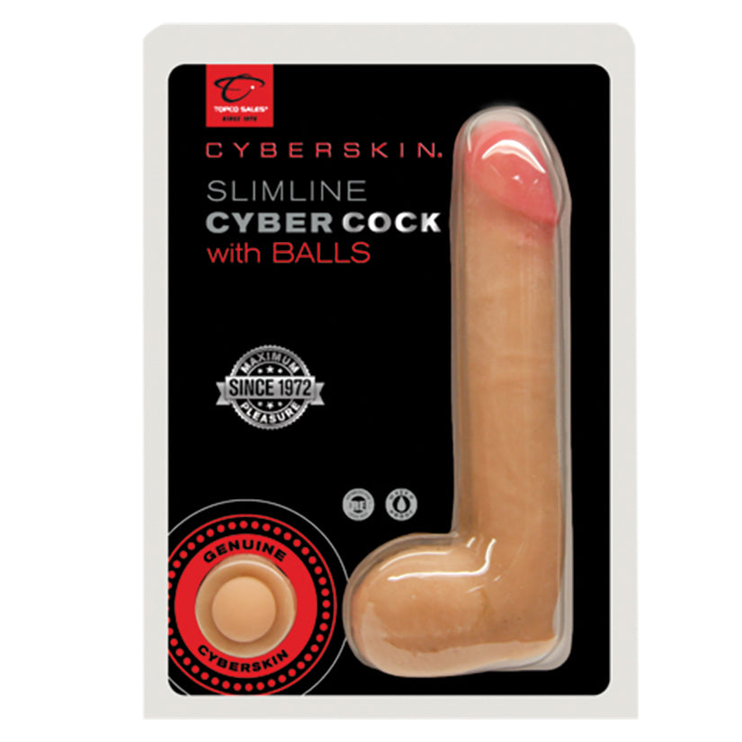 Cyberskin Slimline Cyber Cock With Balls - Light - UABDSM