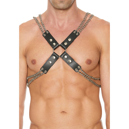 Heavy Duty Leather And Chain Body Harness - UABDSM