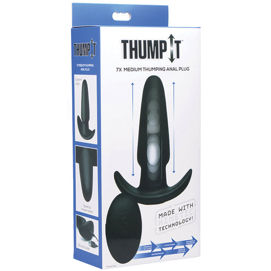 Thump-It Silicone Remote Control Butt Plug-Medium Black - UABDSM