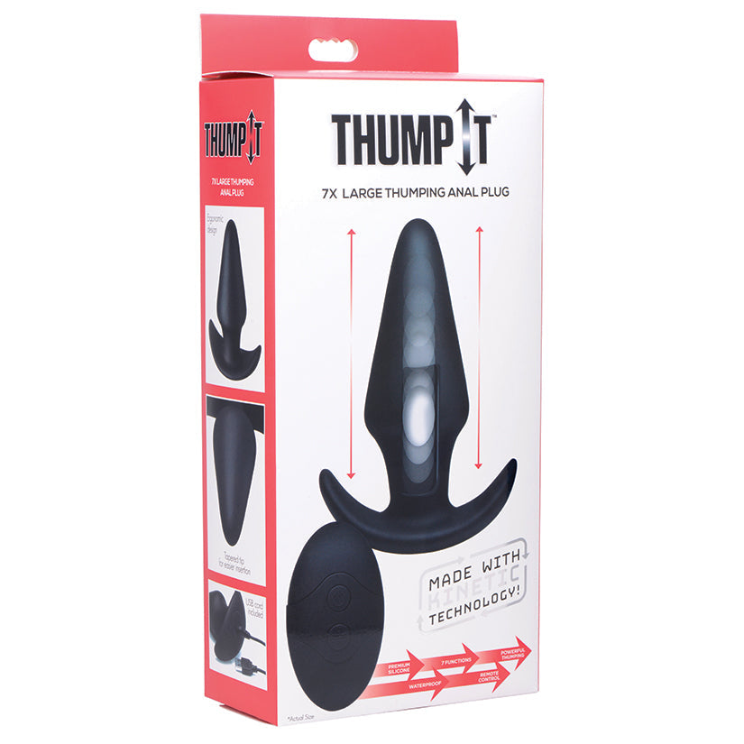 Thump-It Silicone Remote Control Butt Plug-Large Black - UABDSM