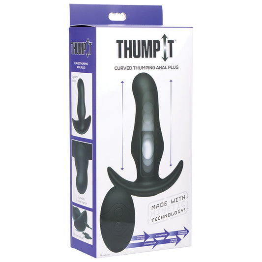 Thump-It Curved Silicone Remote Control Butt Plug-Black - UABDSM