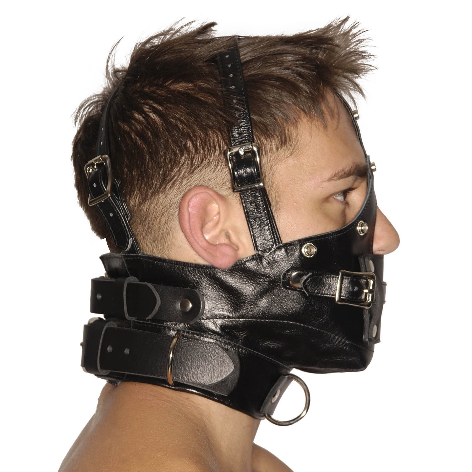 Strict Leather Premium Muzzle with Blindfold and Gags - UABDSM