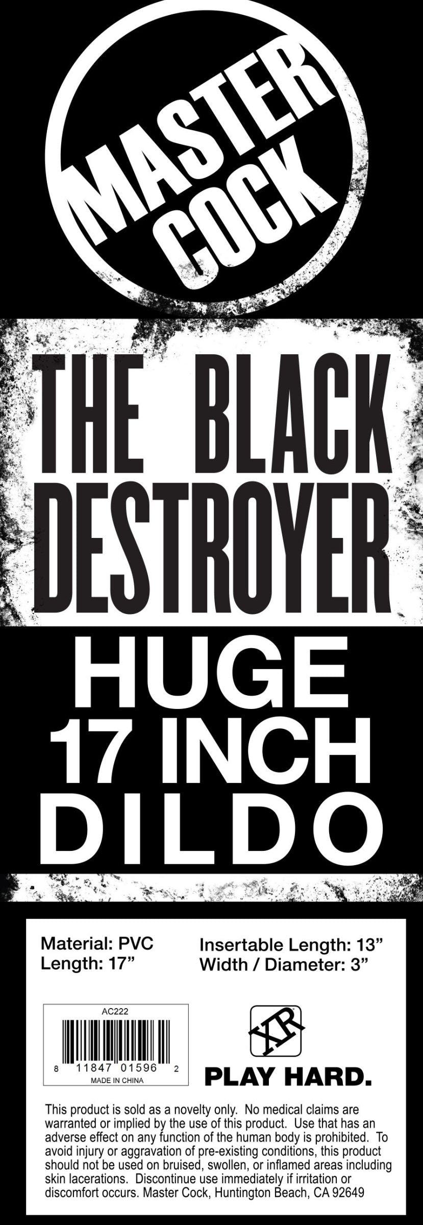 The Black Destroyer Huge 17 Inch Dildo - UABDSM