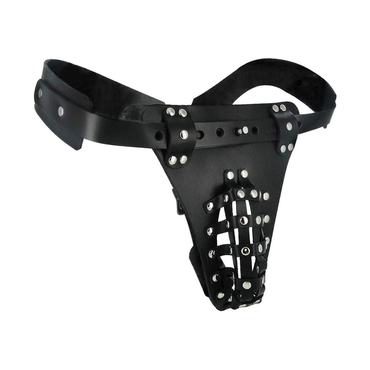 The Safety Net Leather Male Chastity Belt with Anal Plug Harness - UABDSM