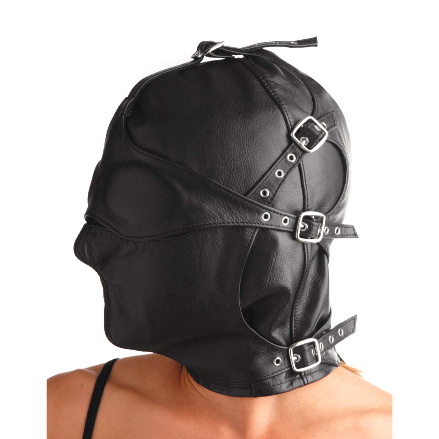 Asylum Leather Hood with Removable Blindfold and Muzzle- SM - UABDSM