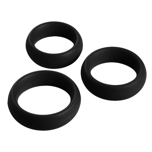 3 Piece Silicone Cock Ring Set - Black - UABDSM
