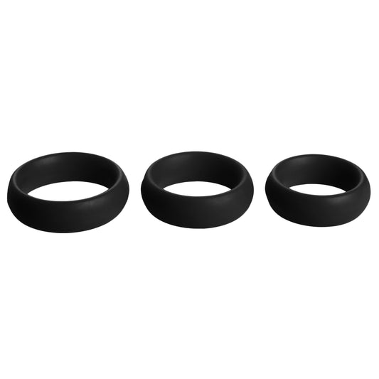 3 Piece Silicone Cock Ring Set - Black - UABDSM