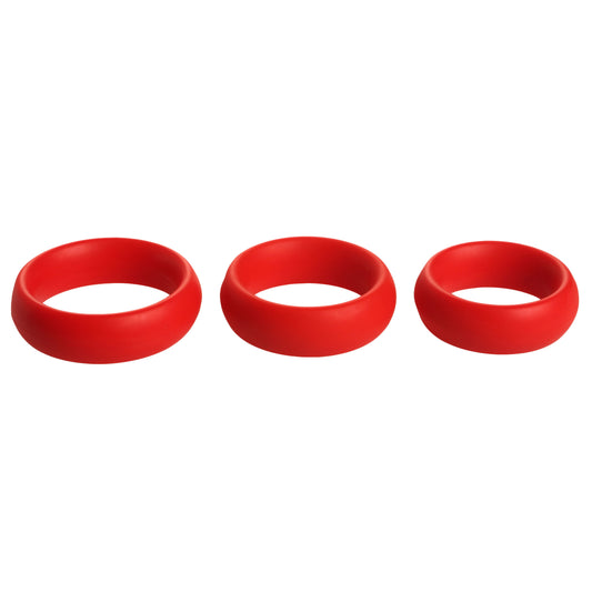 3 Piece Silicone Cock Ring Set - Red - UABDSM