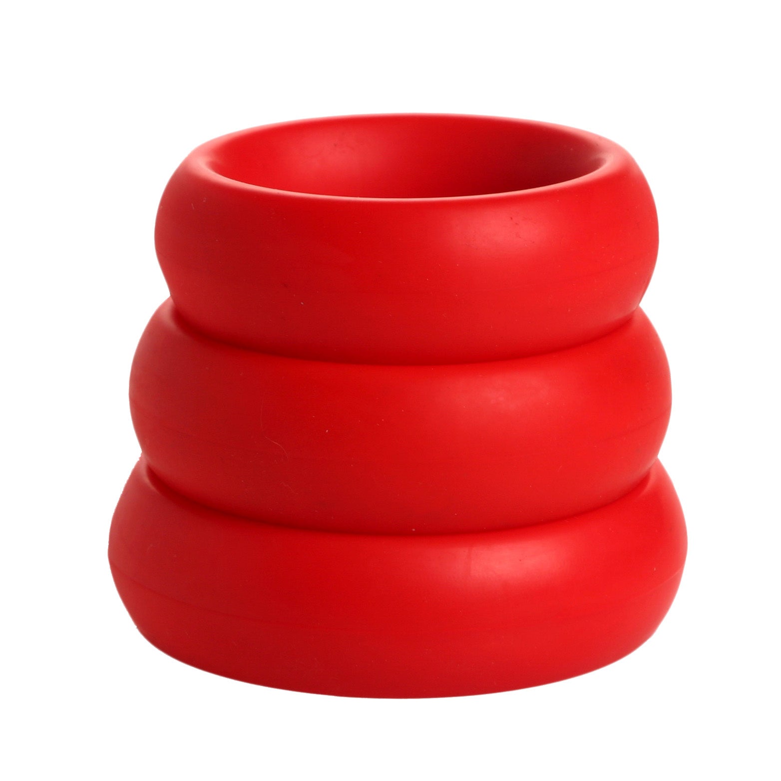 3 Piece Silicone Cock Ring Set - Red - UABDSM