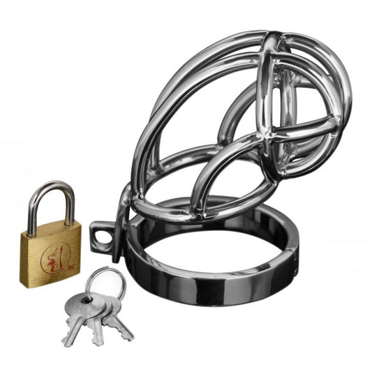 Master Series Captus Stainless Steel Locking Chastity Cage - UABDSM